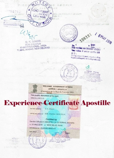 Experience Certificate Apostille