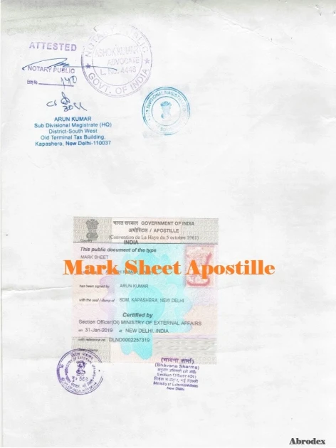 Mark Sheet Apostille